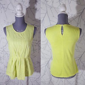 J. Crew Neon Green Ribbed Cinched Waist Peplum Tank